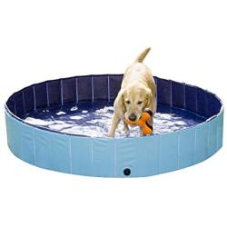 PAWISE Extra Large Dog Swimming Pool, Collapsible Pet Bathing Tub, Anti-Slip, Great for Dogs and Kids, 63