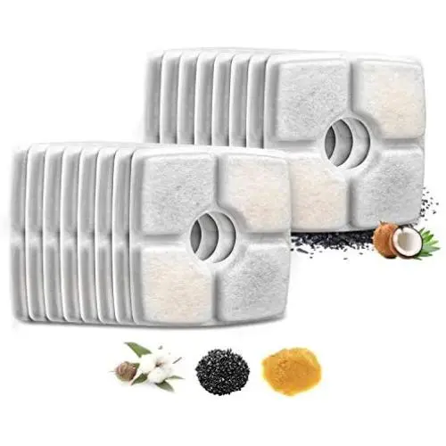 EZMioo Cat Water Fountain Filters, Pet Fountain Filter Triple Filtration System Replacement Filter, Concentrated Carbon Technology Filters for Automatic Flower Water Dispenser (16pack) EZMioo Cat Water Fountain Filters, Pet Fountain Filter Triple Filtration System Replacement Filter, Concentrated Carbon Technology Filters for Automatic Flower Water Dispenser (16pack)