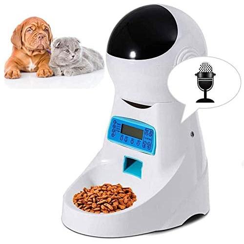 YUNDING Robot Appearance Automatic Cat Pet Feeder with Timer Programmable Auto Cat Feeder Portion Control Voice Recording Ir Detect Food Dispenser for Cat Dog