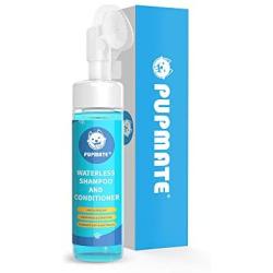 PUPMATE Paw Cleaner, No-Rinse Waterless Shampoo Dogs Cats Feet Cleaning Silicone Pet Grooming Brush, Rose Scent, 6.8 oz, Unique Design Pet Shampoo
