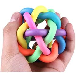 Ychaoya Fun Colorful Weave Style Bell Ball Pet Toy, Size: M (7.57.57.5cm)