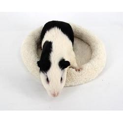 HongGun Hamster nest, Hamster Bed Mat Circular Shaped Warm Soft Comfortable Washable PP+Velvet for Mice, Guinea Pigs and Other Small Animals (L, Creamy-White)