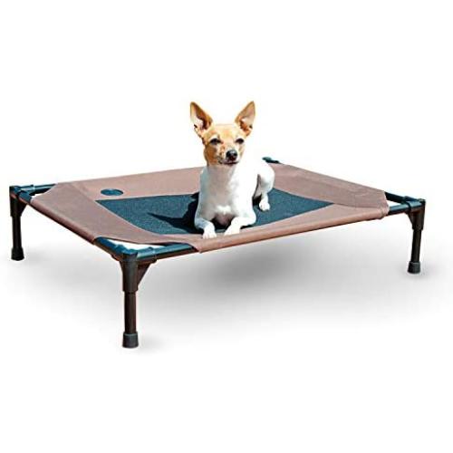 K&H PET PRODUCTS Original Pet Cot Elevated Dog Bed Chocolate/Black Mesh Medium 25 X 32 X 7 Inches