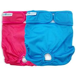 Paw Inspired Washable Dog Diapers | Reusable Dog Diapers | Washable Female Dog Diapers | Cloth Dog Diapers for Dogs in Heat, or Dog Incontinence Diapers (Large (2 ct.), Assorted (White Lining))