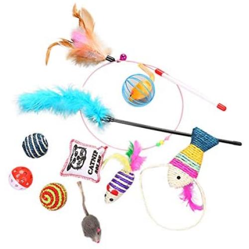 Greyghost 10 Pcs/lot Funny Tease Cat Toys Set Variety Pack, Including Catnip Pack, Ball, Mice