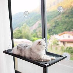 HIPIPET Cat Hammock Window Resting Seat Perch Cat Bed for Indoor Cats Sleeping Heavy Duty Suction Cups Breathable Washable Mesh Durable Frame…