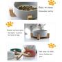 ZYYRT Ceramic Raised Dog Bowl Basic Cat Food Bowl Water Dish with Anti-Slip Wooden Stand for Dogs and Cats, Dishwasher Safe