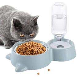 HappyCat Small Pets Water and Food Bowl Set, Dogs Cats Feeder Bowl and Automatic Water Dispenser Double Pet Bowls with Automatic Waterer Bottle for Small or Medium Size Dogs Cats