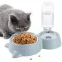 HappyCat Small Pets Water and Food Bowl Set, Dogs Cats Feeder Bowl and Automatic Water Dispenser Double Pet Bowls with Automatic Waterer Bottle for Small or Medium Size Dogs Cats
