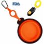Visky Pet Travel Bowl Dog Water Food Bowl TPE Material Collapsible Portable Bowls With Carabiner and Clicker -Orange