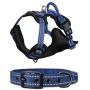Tuff Pupper Small (13-17’) Heavy Duty Dog Collar with Handle and Medium Midnight Blue Metro - No Pull Dog Harness Bundle