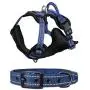 Tuff Pupper Small (13-17’) Heavy Duty Dog Collar with Handle and Medium Midnight Blue Metro - No Pull Dog Harness Bundle