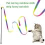 Fukua Rainbow Cute Scratching Playing Ribbon Cat Toy Training Interactive Stick Tease Cat Rod Pet Supplies(5 Pcs)