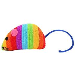 Anixl Pet Cat Mouse Shape Cloth Toy Rainbow Color Interactiv