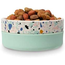 Now House for Pets by Jonathan Adler Now House Mint Terrazzo Duo Bowl, Small | Dishwasher Safe, Easy Clean Dog Bowl with Anti-Skid Lid | Dual Functionality Bowl for Dogs for Storage or Travel