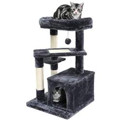 SUPERJARE Cat Tree with Extra Scratching Board & Posts, Kitten Tower Center with Plush Perch and Dangling Ball, Pet Play Condo Furniture