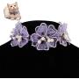 Chenyouwen Pet Toys Great Pet Jewelry Collar Creative Teddy Lace Flower Lace Bib Cute Cat Necklace, Size: L(White) (Color : Purple)