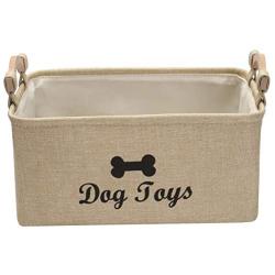 Morezi Linen-Cotton Dog Toy Box and Puppy Stuff Storage Basket Organizer - Perfect for organizing pet Toys, Blankets, leashes, Vest, chew Toy and Clothes