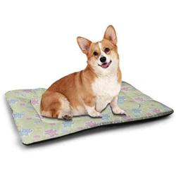 DayDayFun Night Cute Pet Mat Misty Nature Scene of Autumn Forest in Thuringia Germany Tranquil Woodland Easy-to-Clean Pet Mat Blue Green White