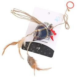 ocijf179 Pet Toy Pet Cat Toy Lattice Cotton Chick Hemp Rope Ring Funny Kitten Stick Pet Supplies - Grey
