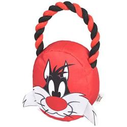LOONEY TUNES for Pets Sylvester Rope Head Stuffed Dog Toy for All Dogs | Red, White, and Black Character Plush Fabric Toy for Dogs | Cute Rope Canvas Dog Toy