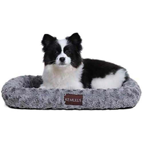 KEMULUS 20''/28''/35'' Padded Bolster Dog Crate Bed for Small Medium Large Dogs Self Warming Dog Pillow Bed Anti Slip Plush Pet Crate Pads for Cats and Dogs Mattress Sleeping Kennel Pads