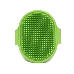 Grooming Pet Shampoo Brush，Pet Bath Comb Brush with Adjustable Ring Handle Soft Massage Brush for Dogs and Cats (Green)