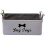 Xbopetda Canvas Dog Toy Basket Dog Treat and pet Toy Storage Bin Dog Food Storage Pet Treat Canisterv with Wooden Handle, Large(Gray)