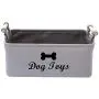 Xbopetda Canvas Dog Toy Basket Dog Treat and pet Toy Storage Bin Dog Food Storage Pet Treat Canisterv with Wooden Handle, Large(Gray)