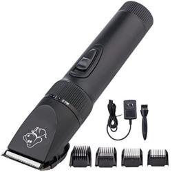 LOVEPET Dog Grooming Clipper, Rechargeable Cordless Pet Hair Clipper Set for Dogs Cats, Low Noise Low Vibration Long Endurance Powerful (Black)