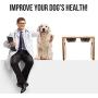 MMM YUMMY Raised dog bowls - Elevated Pet Feeder for Medium and Big Dogs - Made of Eco-Friendly Bamboo with 2 Removable Stainless Steel Food Bowls