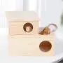 Hamster Pine Wood Chamber Hideout, Multi-Chamber Hamster House Maze - Small Pets House Habitats Decor for Hamster Mice Gerbils Mouse