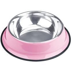 Weebo Pets Pink Stainless Steel No-Tip Food Bowls - Choose Your Size, 4-Ounce to 72-Ounce