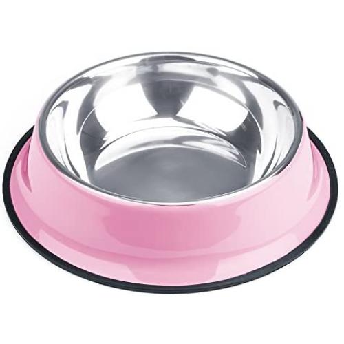 Weebo Pets Pink Stainless Steel No-Tip Food Bowls - Choose Your Size, 4-Ounce to 72-Ounce