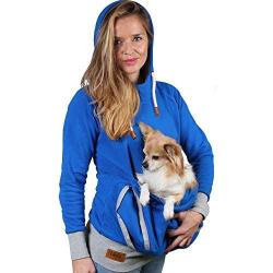 Pet Pouch Hoodie Small Pet Carrier - Dog Cat Pouch Hoodie Sweatshirt Kangaroo Pocket Holder - No Ears - Womens Fit