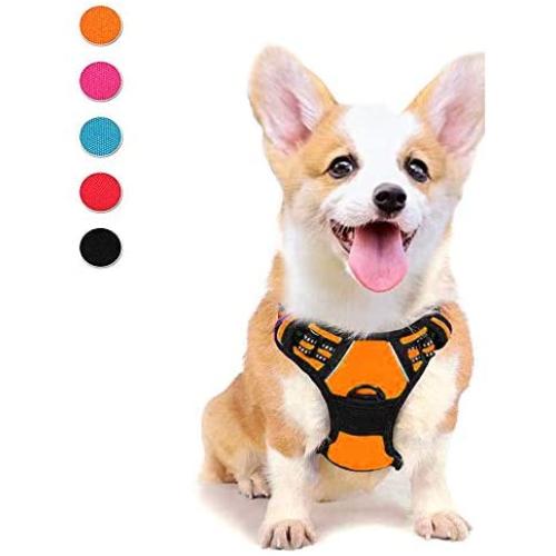 Supet Dog Harness, No Pull Dog Harness Puppy Harness Front Clip Pet Vest Harness with Handle Adjustable Dog Padded Harness 28M Reflective Oxford Comfortable Dog Harness for Outdoor Training Walking