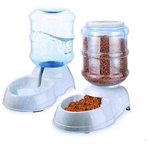 Automatic Self-Dispensing Pet Feeder and Water Dispenser - Zento Deals Premium Quality Self-Dispensing Gravity 3.5 liters 1 Gallon Large Capacity Pet Feeder, 3.7 Liters Capacity Pet Waterer