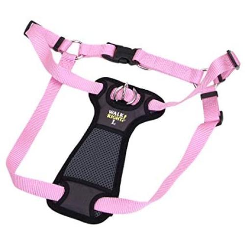 Coastal Pet Walk Right! Front-Connect No More Pull Padded Dog Harness Pink Bright LRG (26''-38'')