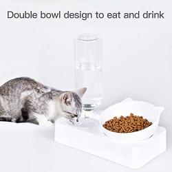 Marchul Gravity Water and Food Bowls Cat, Cat Dog Tilted Water and Food Bowl Set,Raised Cat Bowls, New Version,Cap Never Rust