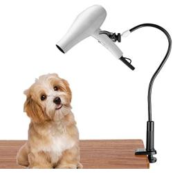 Dog Pet Grooming Table Hair Dryer Stand Holder Hands, Adjustable Flexible Third Arm Hose Tube Holder with Clamp (Black)