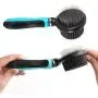 Mile High Life Slicker Double Sided Grooming Brush |Small Medium Dogs and Cats | Long and Short Haired Pet | Blue and Pink Color | Flexible Handle for Different Surface Angles