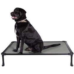 Veehoo Chew Proof Elevated Dog Bed - Cooling Raised Pet Cot for Large Dog - Rustless Aluminum Frame and Durable Textilene Mesh Fabric, Unique Designed No-Slip Feet for Indoor or Outdoor Use