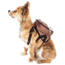 Pet Life Mooltese Large-Pocketed Compartmental Animated Dog Harness Backpack, Medium, Brown