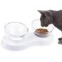 HIRALIY Raised Cat Food Bowls,Tilted Pet Raised Bowls with Stand for Cats and Small Dogs, Double Cat Water Bowls Adjustable Height 20 Degree Neck Spine Protective