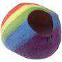 Walking Palm Felted Wool Cat Cave Bed Rainbow