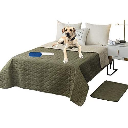 RBSC Home Waterproof Dog Bed Cover Non Slip Large Furniture Protector Sofa Cover Reusable Incontinence Bed Underpads for Pets, Dog, Cat, Kids Including 1 Brush