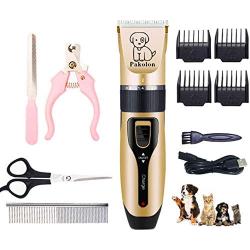 Pakolon Dog Clippers pet electrick Clippers Frequency Adjustment Low Noise USB Charging Pet Grooming Hair Clippers Kit Cat and Dog Clipper Beauty Kits Pet Nail Scissors Combs Scissors Cat Hair