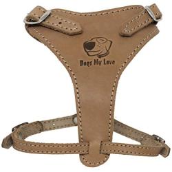 Genuine Leather Dog Harness 14''-17'' Chest Adjustable 1/2'' Straps Small