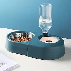 PETCARE Double Dog Cat Bowls Water and Food Bowl Set Detachable Stainless Steel Bowl Automatic Water Dispenser Bottle Pet Feeder for Small Medium Size Dog Cat