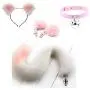 4 Pcs Couples Roleplay Costume Props Set Cat Eārs Haedband Táil Būtt Plúg & Bell Chǒker Toys (White-Pink,M) 4 Pcs Couples Roleplay Costume Props Set Cat Eārs Haedband Táil Būtt Plúg & Bell Chǒker Toys (White-Pink,M)